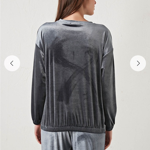 LCW Maternity Shiny Gray Velvet Maternity Sweatshirt & Sweatpants Small - Picture 4 of 15